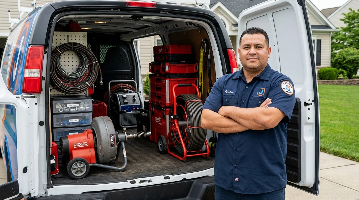 Professional drain cleaning equipment and Johns Plumbing LLC plumber in Danbury