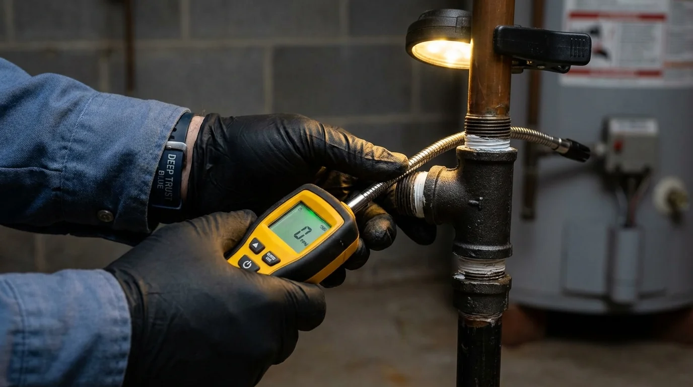Gas leak detection with electronic sniffer by Johns Plumbing LLC in Danbury